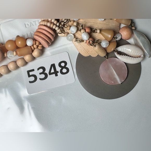 ASSEMBLAGE ART Necklace Beach Shells & Wooden Beads Multi Strand dangles 5348 O - Picture 8 of 12